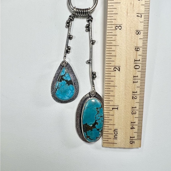 Turquoise 925 Gemstone Lariat Necklace - Picture 3 of 5